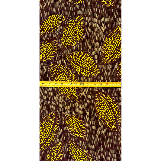 African Print Fabric/ Ankara - Yellow, Brown "Baobab Gold", 1 YARD