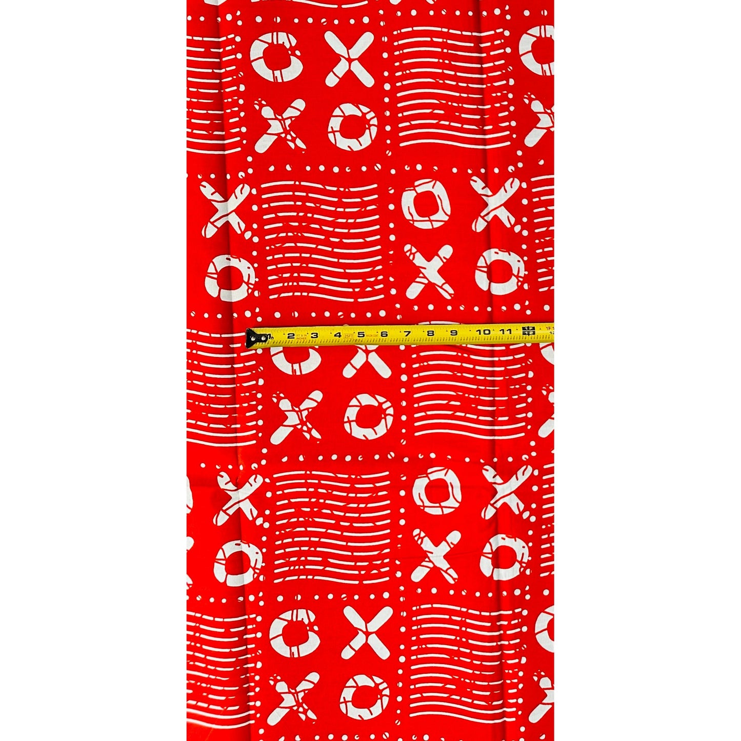African Print Fabric/ Ankara - Red, White 'Omo X&O' Design, YARD or WHOLESALE