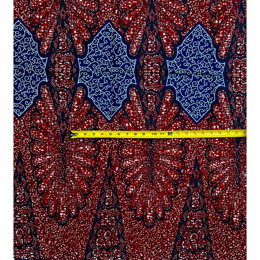 African Print Fabric/ Ankara - Brown, Navy, Black ‘Qinisela', 1YARD