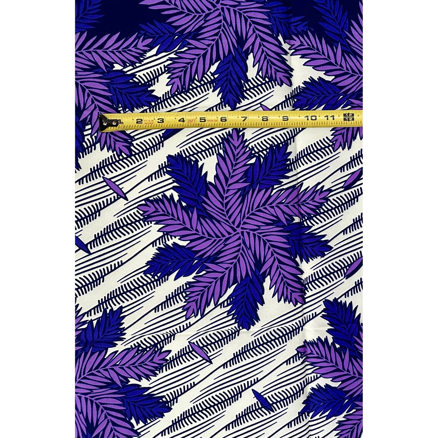 African Print Fabric/Ankara - Cream, Shades of Purple "Oju Ọrun Palm" Design