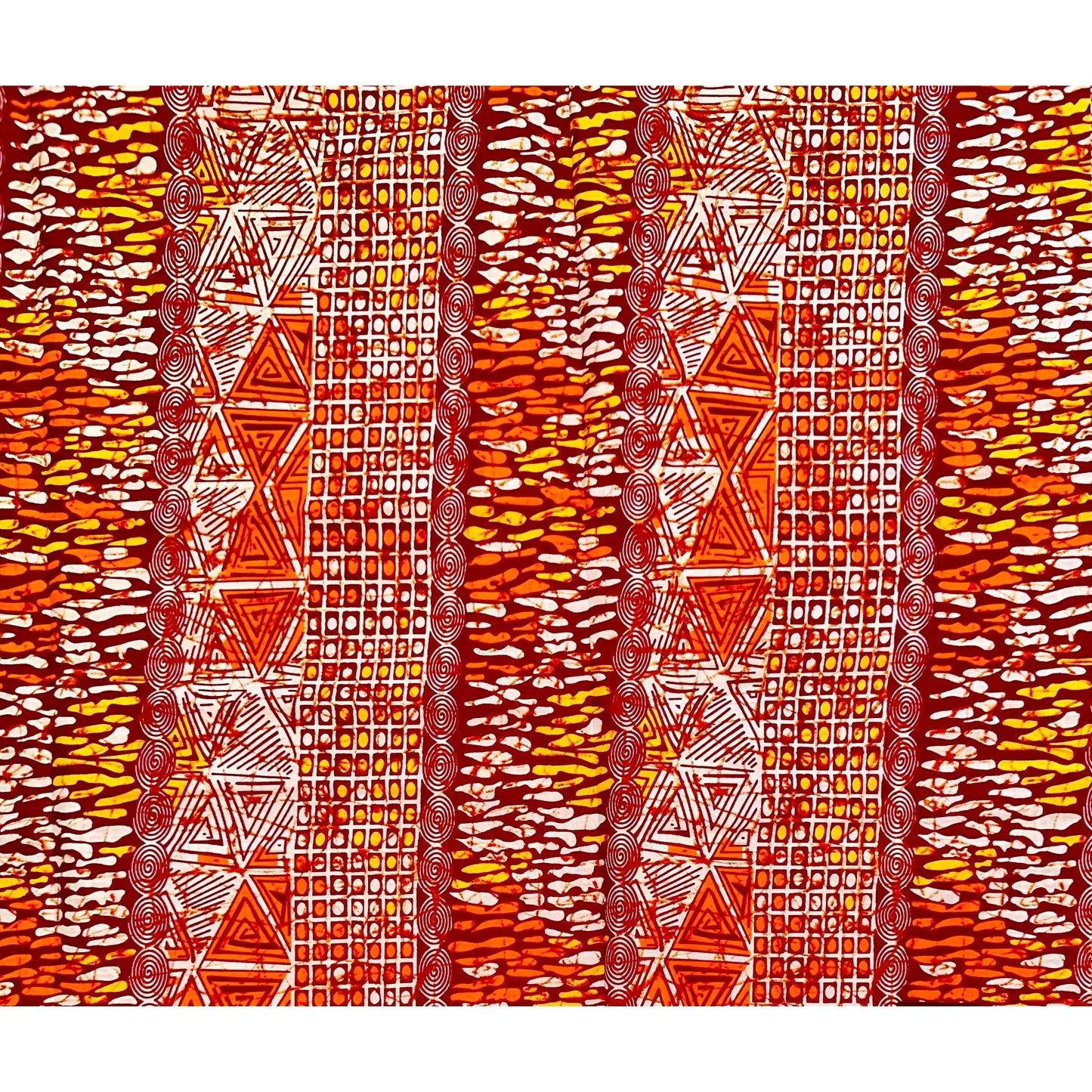 African Print Fabric/ Ankara - Orange, Brown, Beige 'Ceylon’, YARD or WHOLESALE