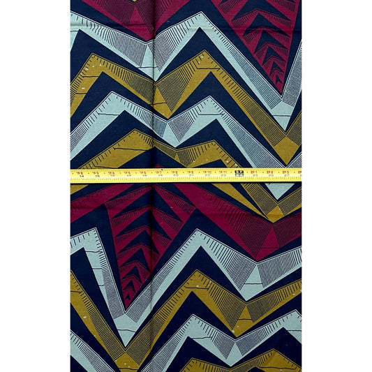 African Print Fabric/ Ankara - Gray, Brown, Red ‘Climbing Kano' Design, YARD