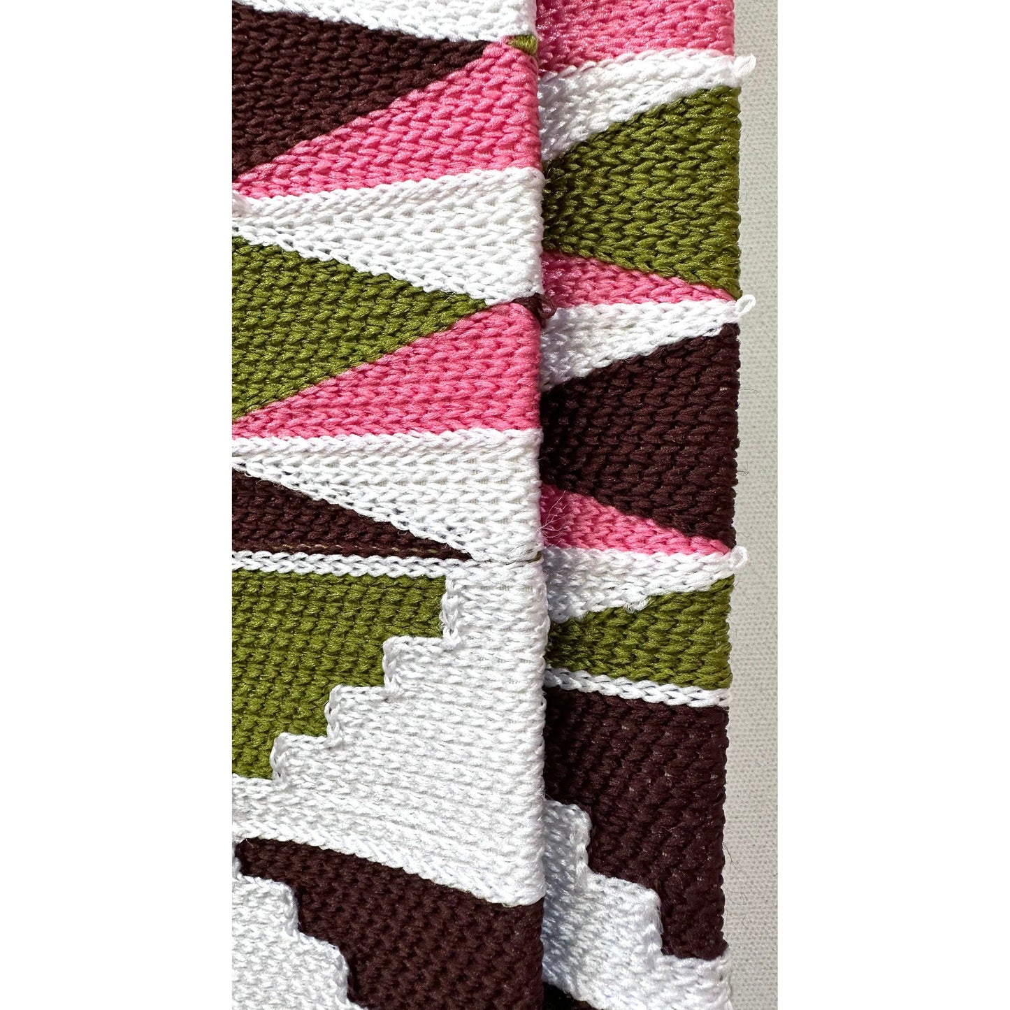 African Fabric/ Woven Kente - Pink, Green, Brown “Akosua”, 4 Yards