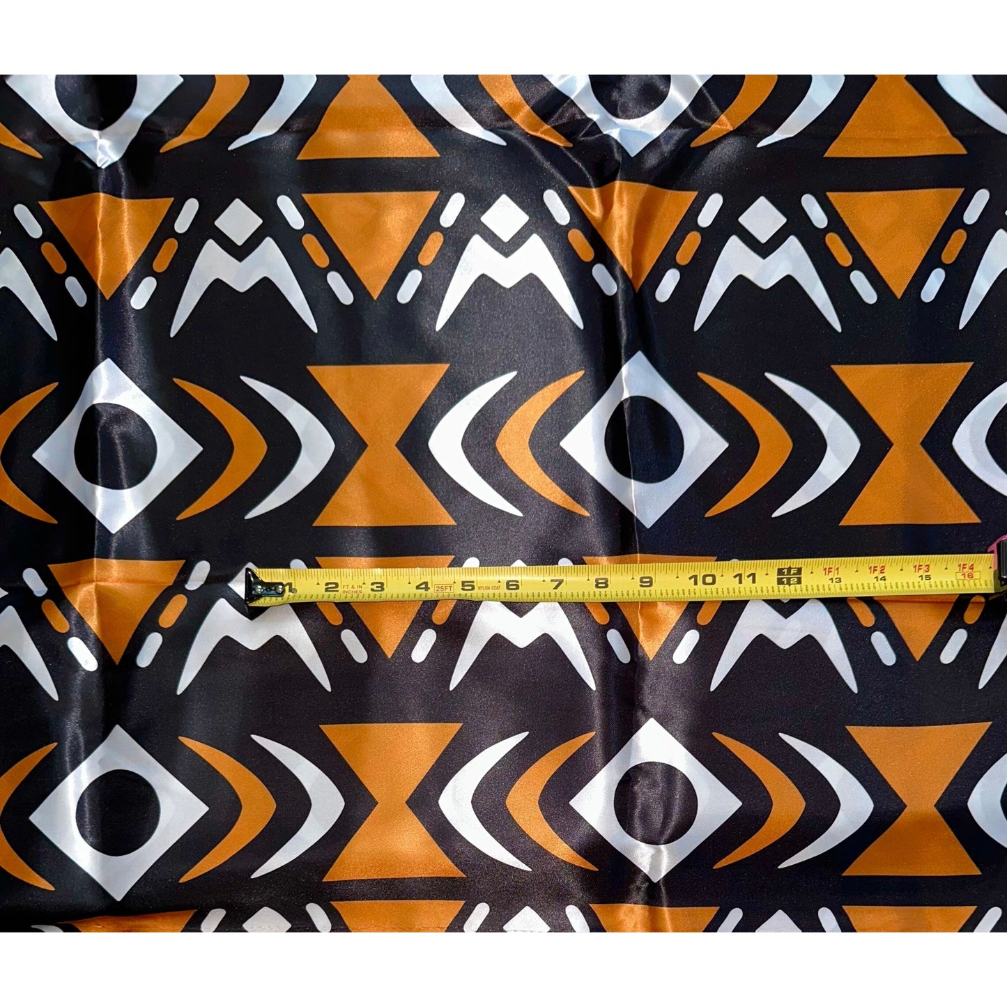 African Print, Satin Fabric - Black, Brown, White "Yaro", Per Yard or Wholesale