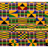 African Print Fabric/ Ankara - Orange, Red, Purple, Green, Blue "Kru" Kente Design, Yard