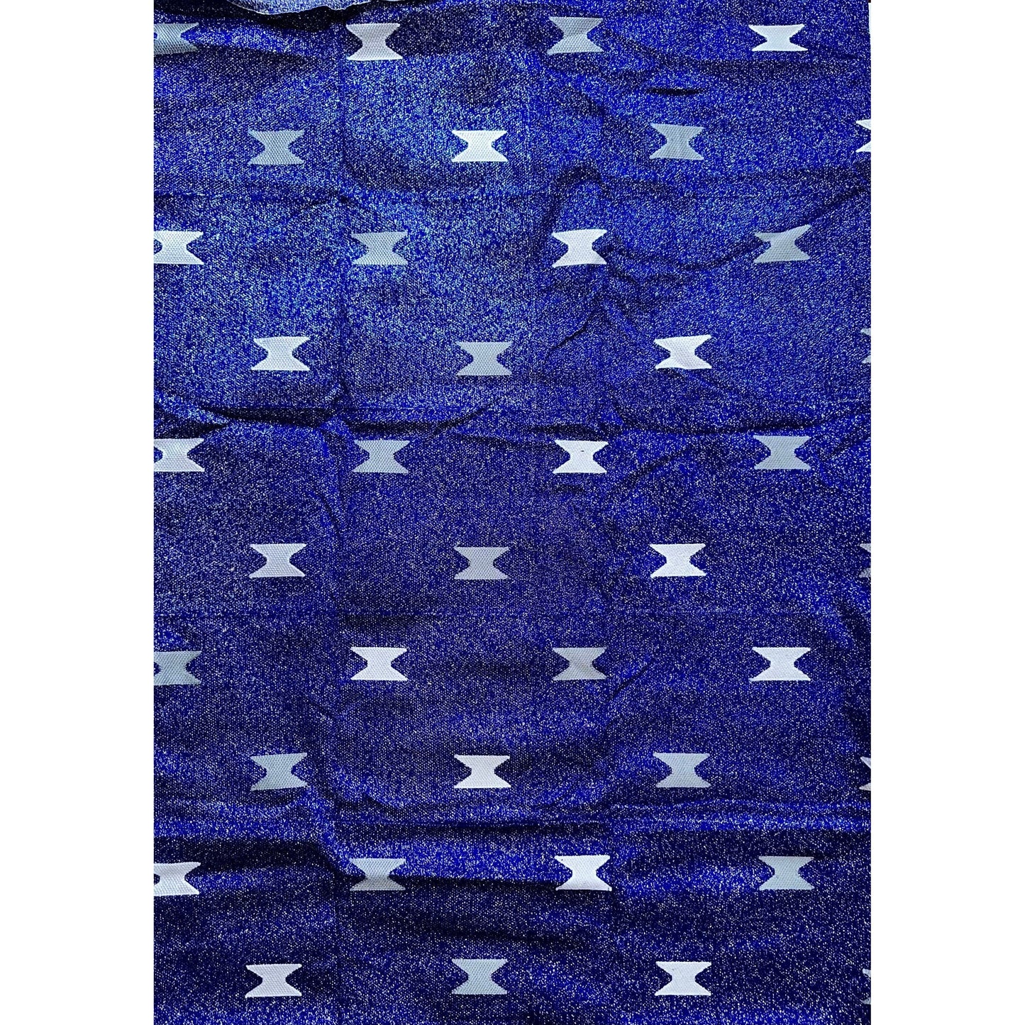 African Fabric/ Woven, Embroidered Kente - Blue, Silver “Naa”, 2 Yards