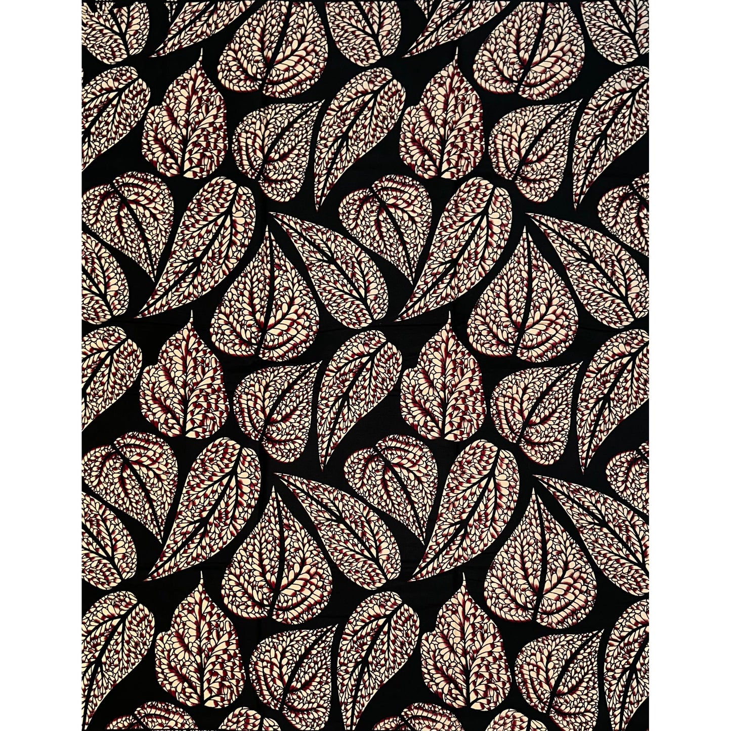 African Print Fabric/ Ankara - Black, Beige 'Palmwine Nights' Design, YARD or WHOLESALE