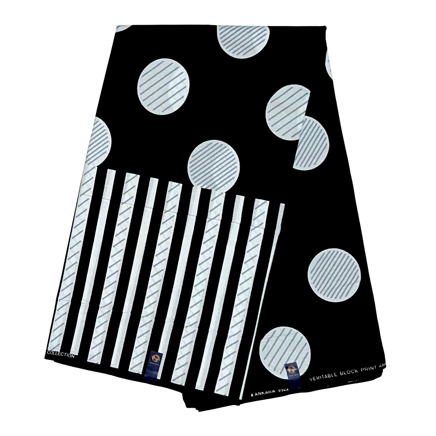 African Print Fabric/ Ankara - Black, White 'Stripe Dem Strong' Design, YARD or WHOLESALE