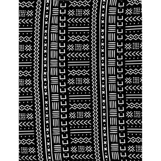 African Print Fabric/ Ankara - Black, White 'Kokoroko', Per Yard or Wholesale