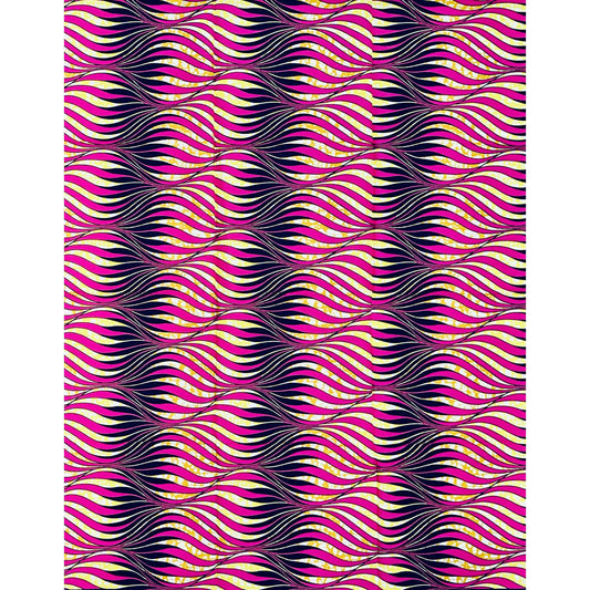 African Print Fabric/Ankara - Yellow, Brown “Pink Wahala" Design, 1 Yard