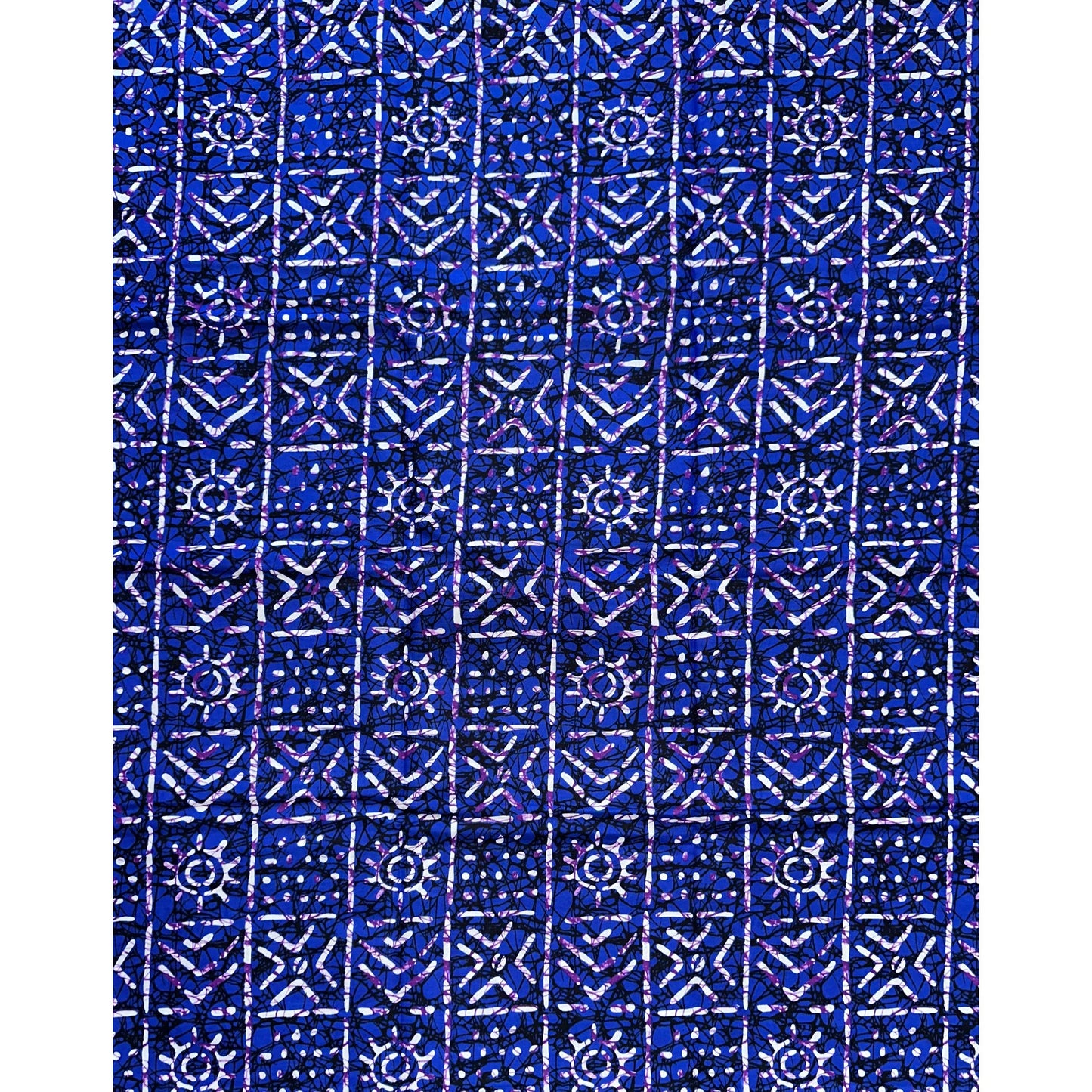 African Print Fabric/ Ankara - Blue, Purple 'Bola Code' Design, YARD or WHOLESALE