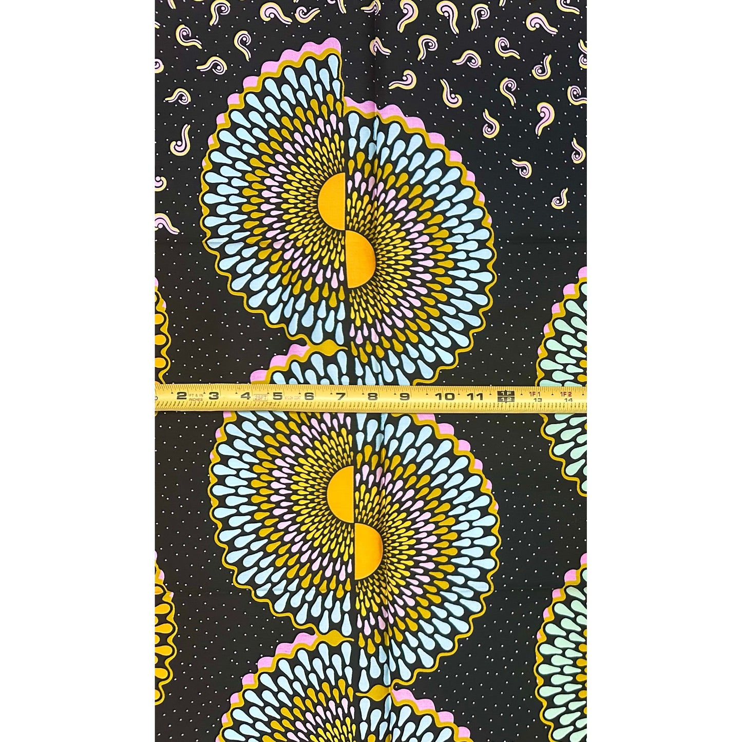 African Print Fabric/ Ankara - Yellow, Green, Blue, Pink ‘Sun Chorus' Design, 1 Yard