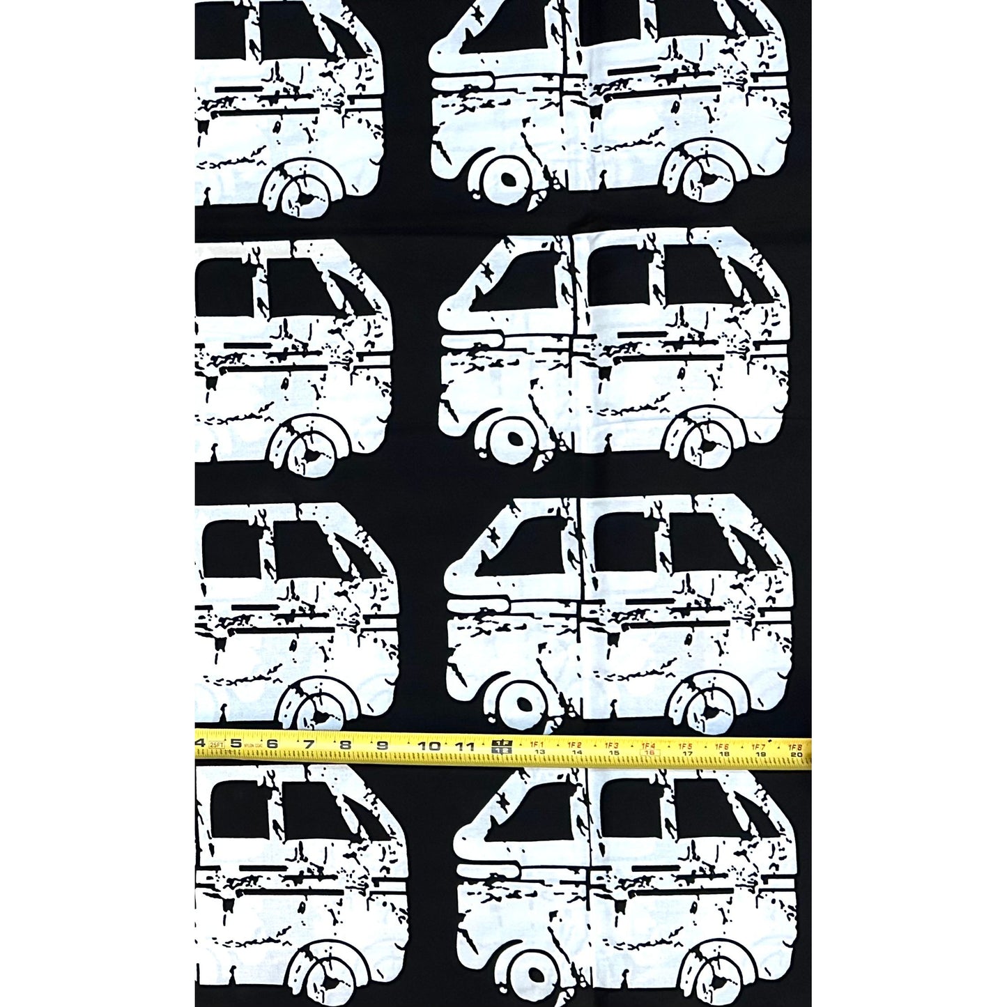 African Print Fabric/ Ankara - Black, White 'Danfo Driver' Design, YARD or WHOLESALE
