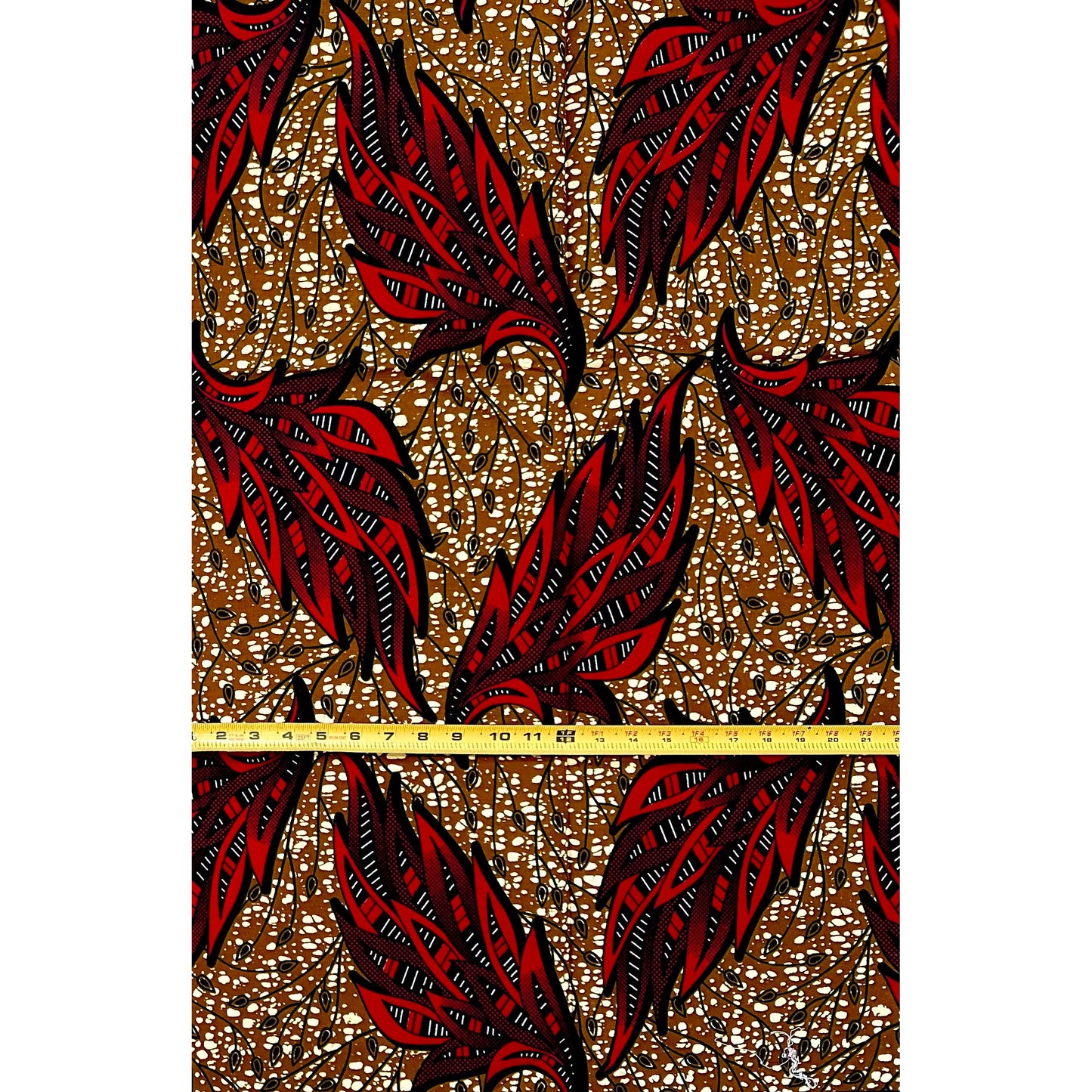African Print Fabric/ Ankara - Brown, Red 'Femi Beaux' Design, YARD or WHOLESALE