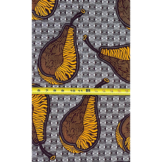 African Print Fabric/ Ankara - Orange, Brown "Season of Plenty", YARD or WHOLESALE