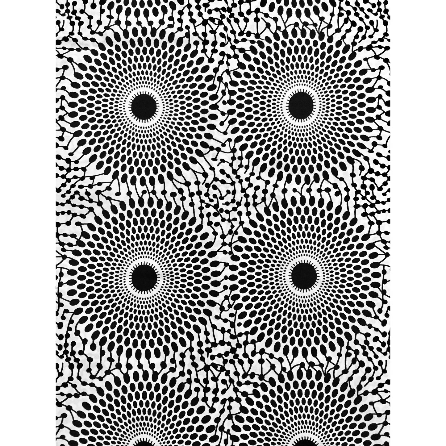 African Print Fabric/ Ankara - Black, White 'Bullseye' Design, YARD or WHOLESALE