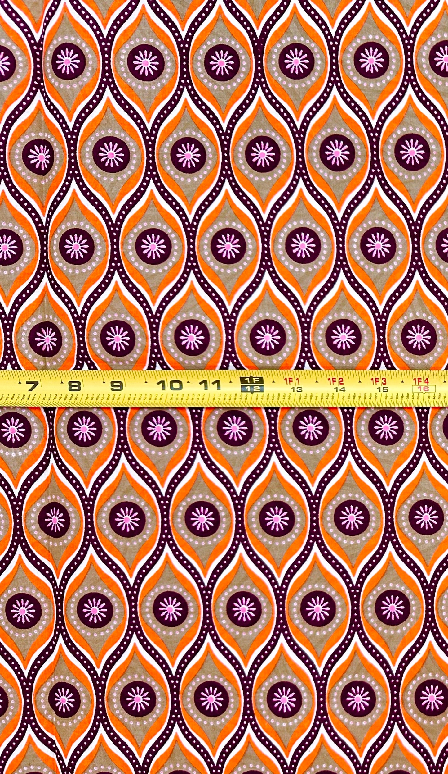 African Print Fabric/ Ankara - Orange, Brown, Pink 'The Wedding Favorite' Design, 1 Yard