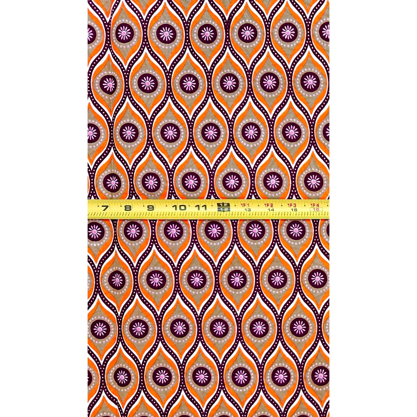 African Print Fabric/ Ankara - Orange, Brown, Pink 'The Wedding Favorite' Design, 1 Yard
