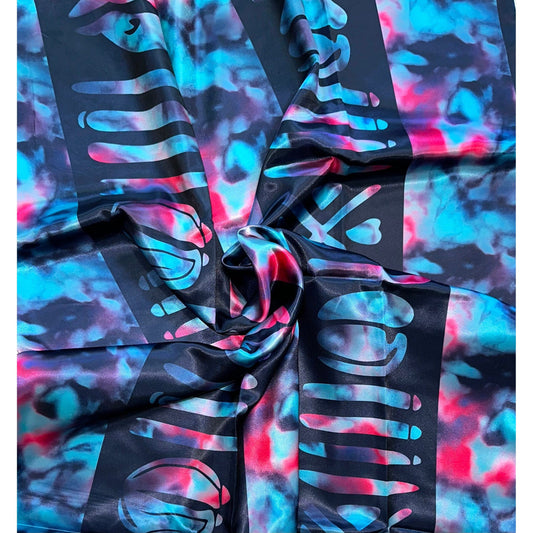 African Print, Satin Fabric- Blue, Pink, Purple "Riya", Yard or Wholesale
