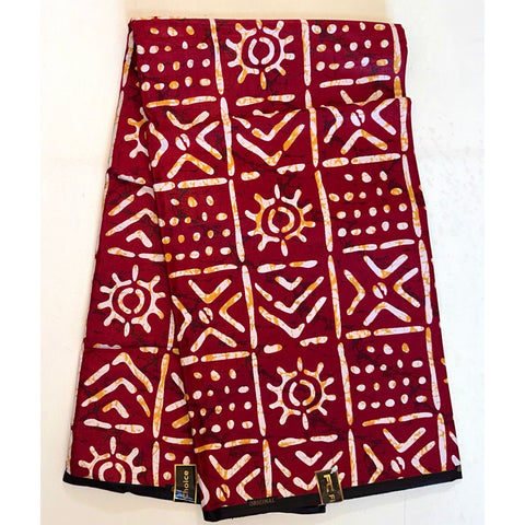 African Print Fabric/ Ankara - Dark Red, Brown 'Bola Code' Design, YARD or WHOLESALE
