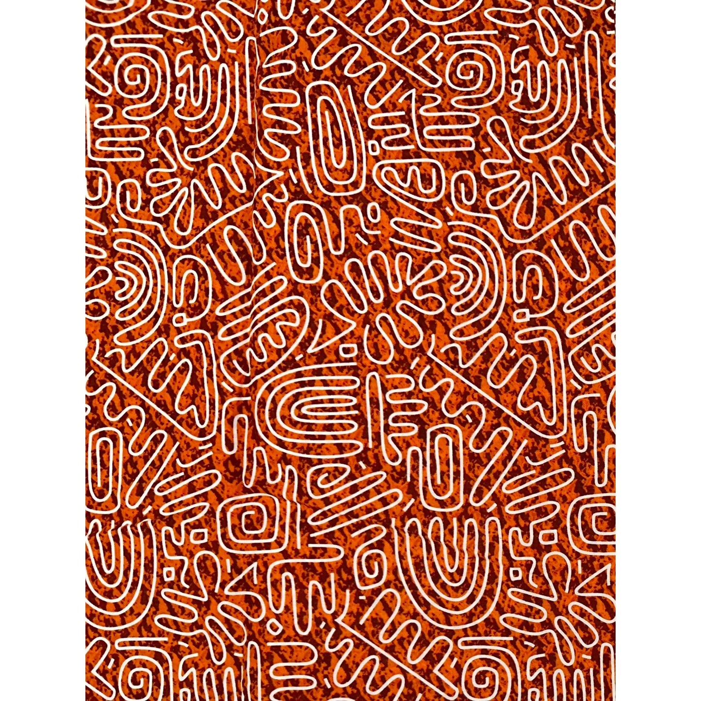 African Print Fabric/ Ankara - Shades of Brown, White "Sacred Fire", YARD or WHOLESALE