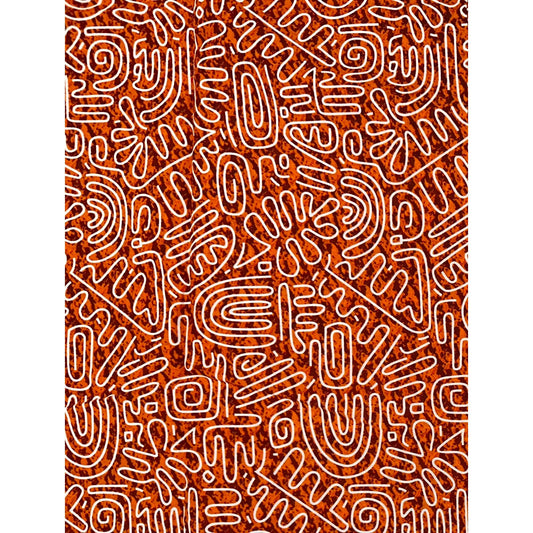 African Print Fabric/ Ankara - Shades of Brown, White "Sacred Fire", YARD or WHOLESALE