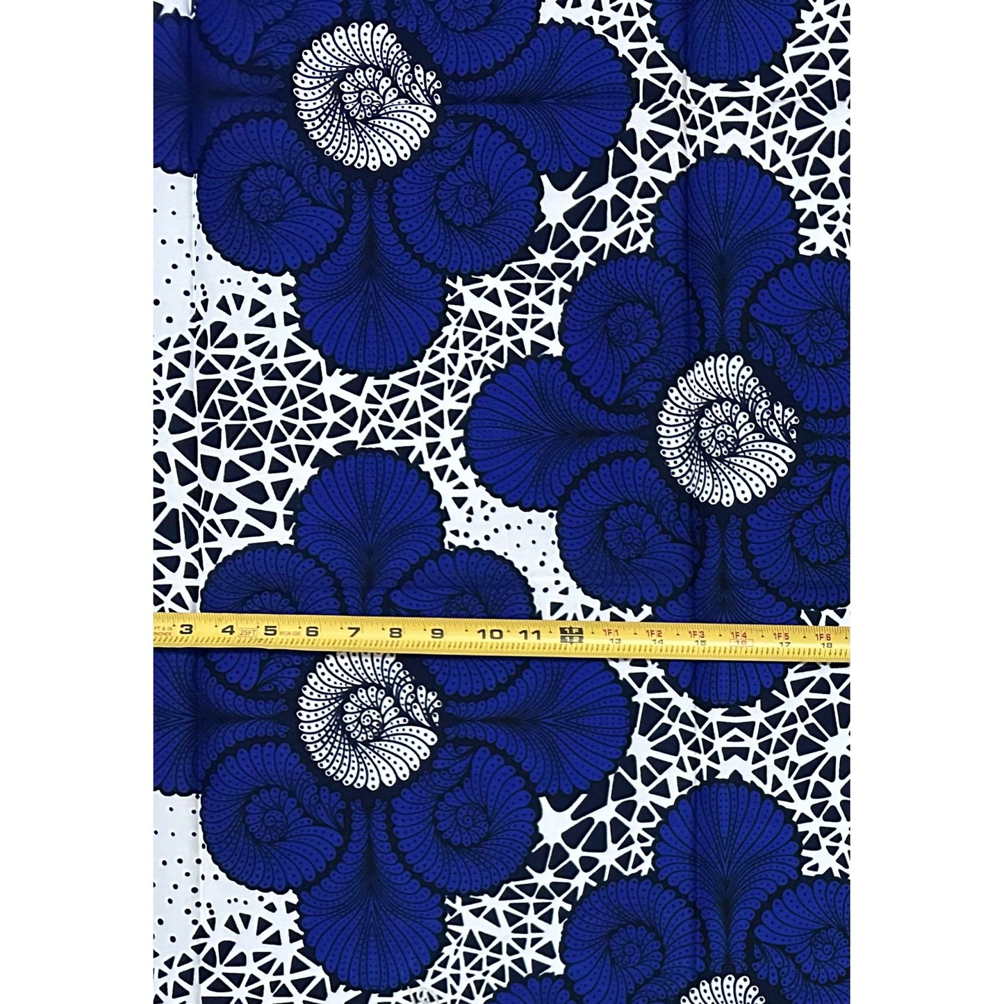 African Print Fabric/Ankara - Blue, White "Abuja Blueprint" Design, 1 Yard