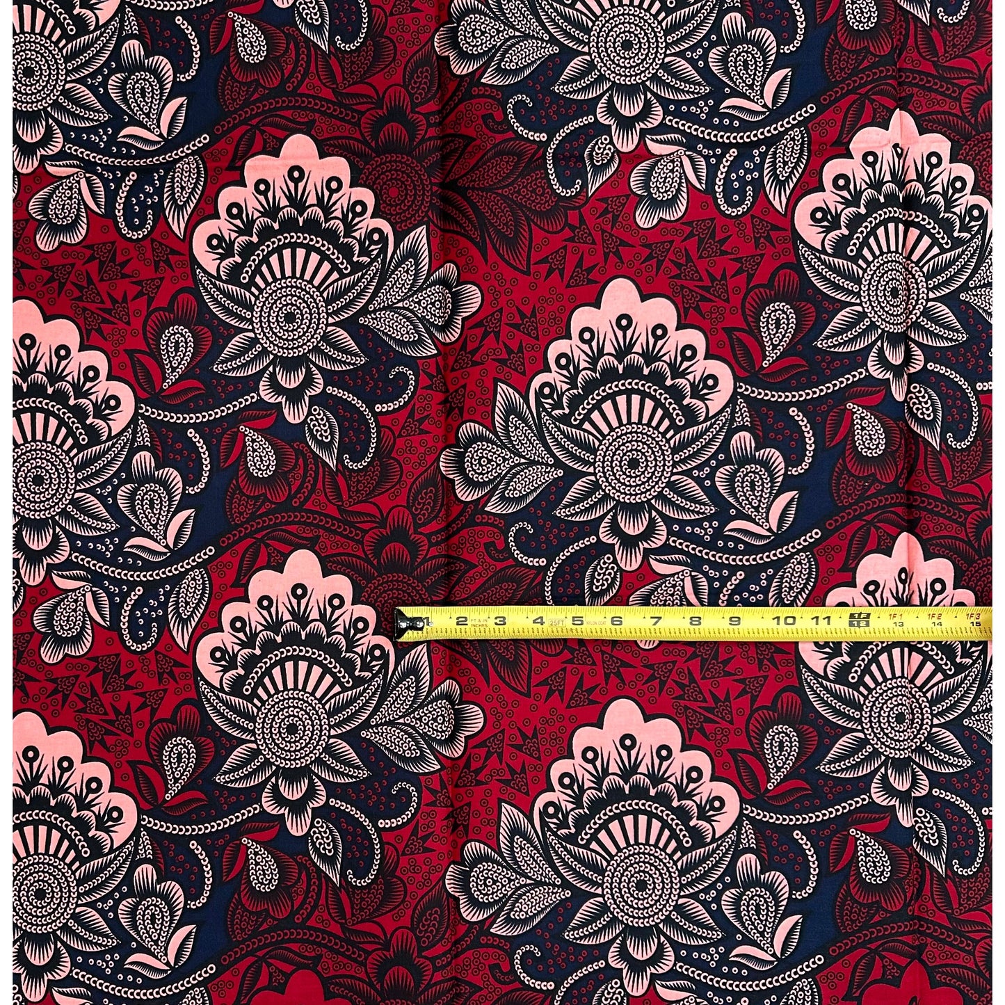 African Print Fabric/ Ankara - Red, Pink, Black ‘Passion Must Show' Design, 1 YARD