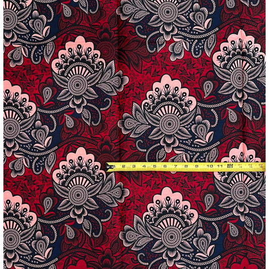 African Print Fabric/ Ankara - Red, Pink, Black ‘Passion Must Show' Design, 1 YARD