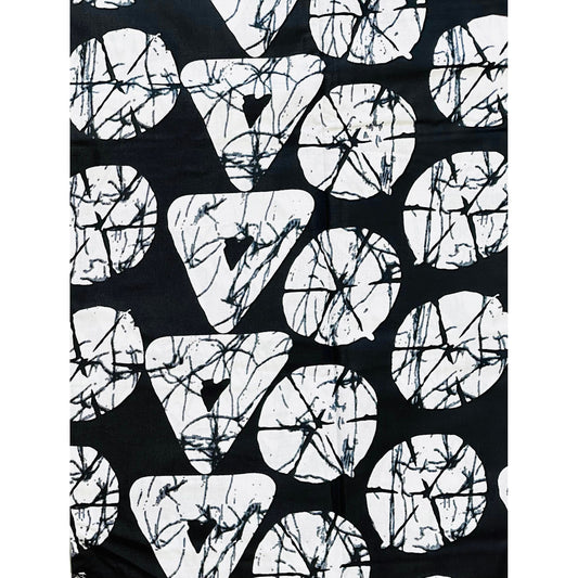 African Print Fabric/ Ankara - Black, White 'House of Sankofa' Design, YARD or WHOLESALE