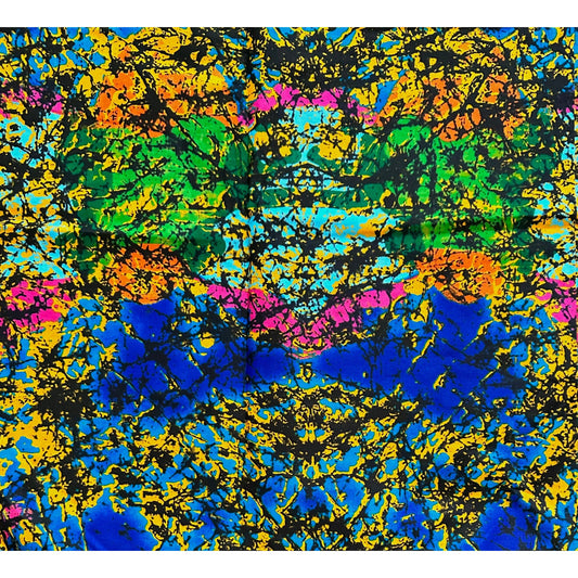 African Print Fabric/ Ankara - Green, Orange, Blue, Pink, Black 'Issiaka’ YARD or WHOLESALE