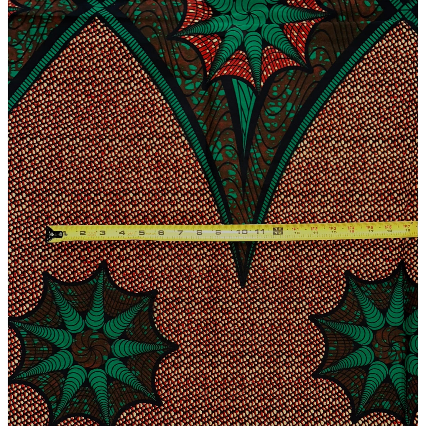 African Print Fabric/ Ankara - Brown, Green 'Tamba' Design, YARD or WHOLESALE