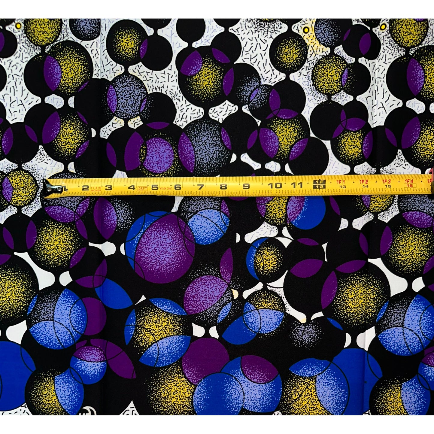 African Print Fabric/Ankara - Purple, Blue, Yellow, Black "Emem Lights" Design