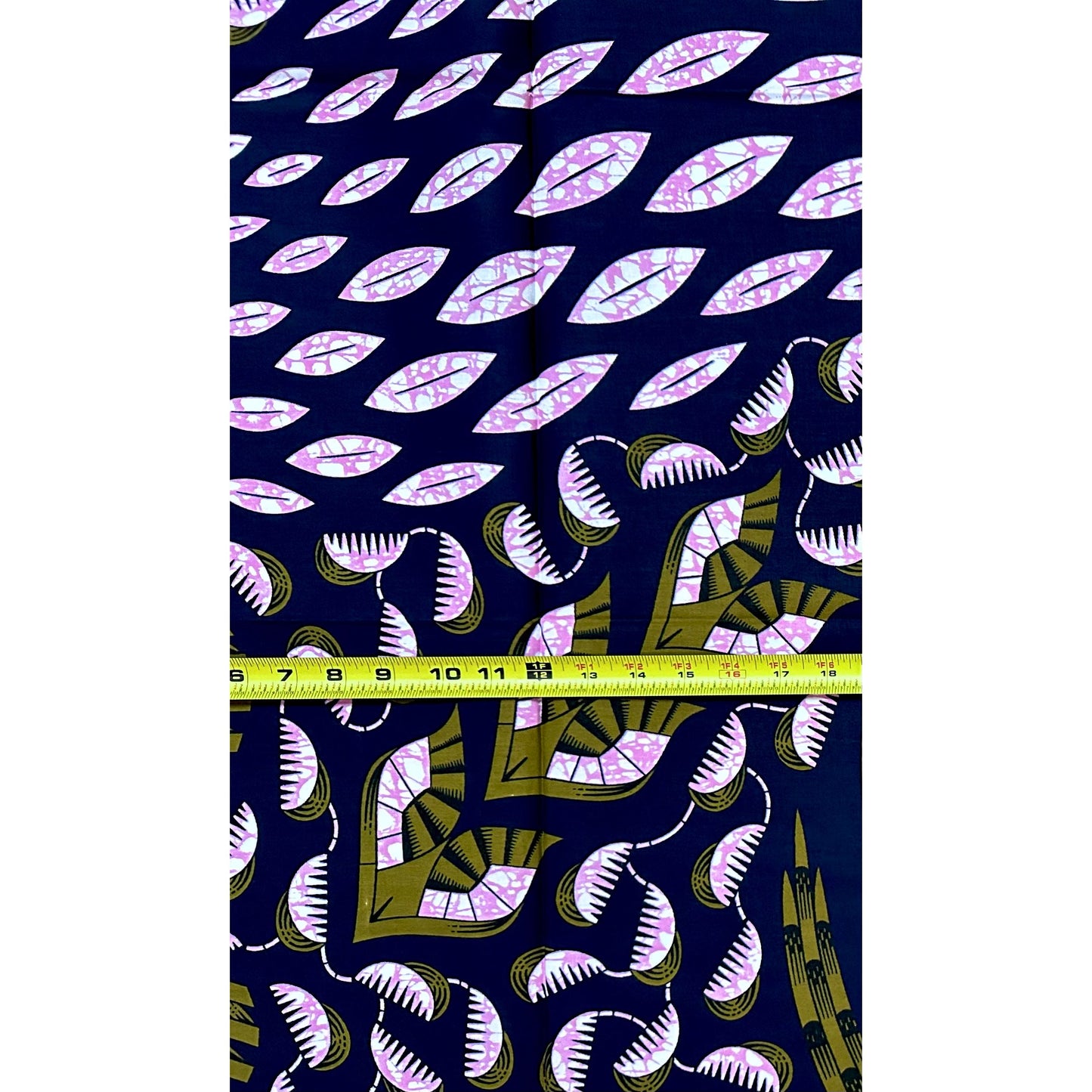 African Print Fabric/ Ankara - Pink, Brown, Navy 'Flight Before Dawn', 1 Yard