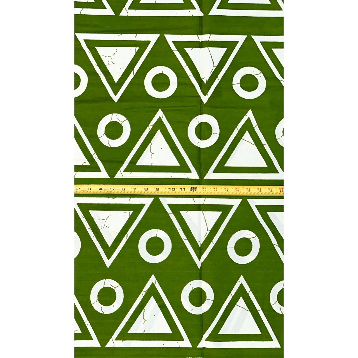 African Print Fabric/ Ankara - Green, White 'Ajani Code ' Design, YARD or WHOLESALE