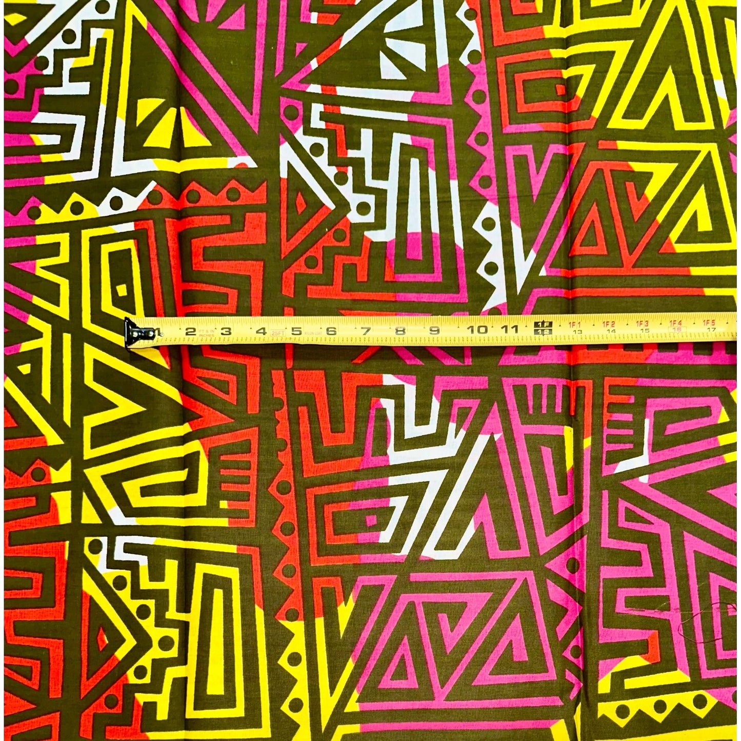 African Print Fabric/ Ankara - Pink, Olive Green, Yellow, Red ‘Zanku Blaze', YARD or WHOLESALE