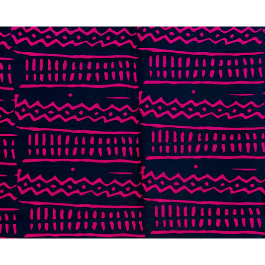 African Print Fabric/Ankara - Black, Magenta 'Zazi' Design, YARD or WHOLESALE