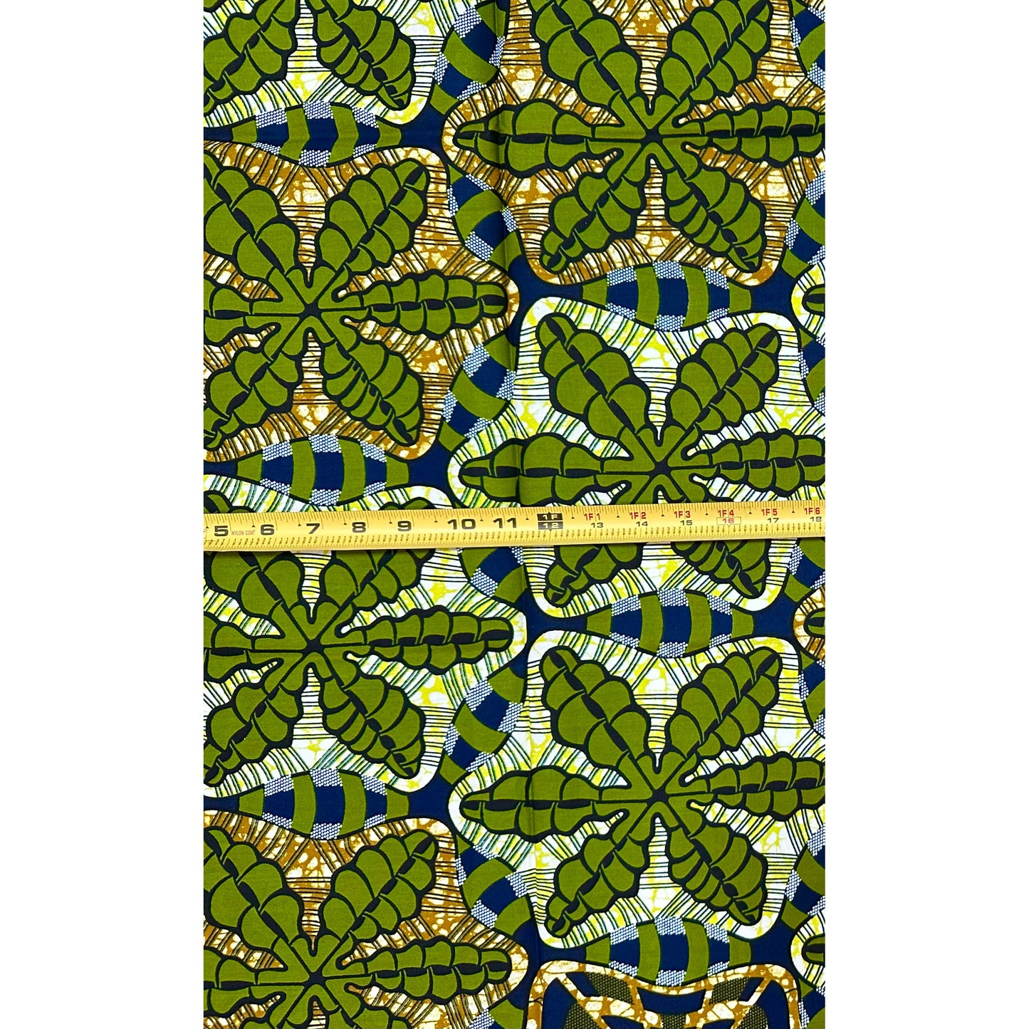 African Print Fabric/Ankara - Green, Brown, Yellow "Iroko House" Design