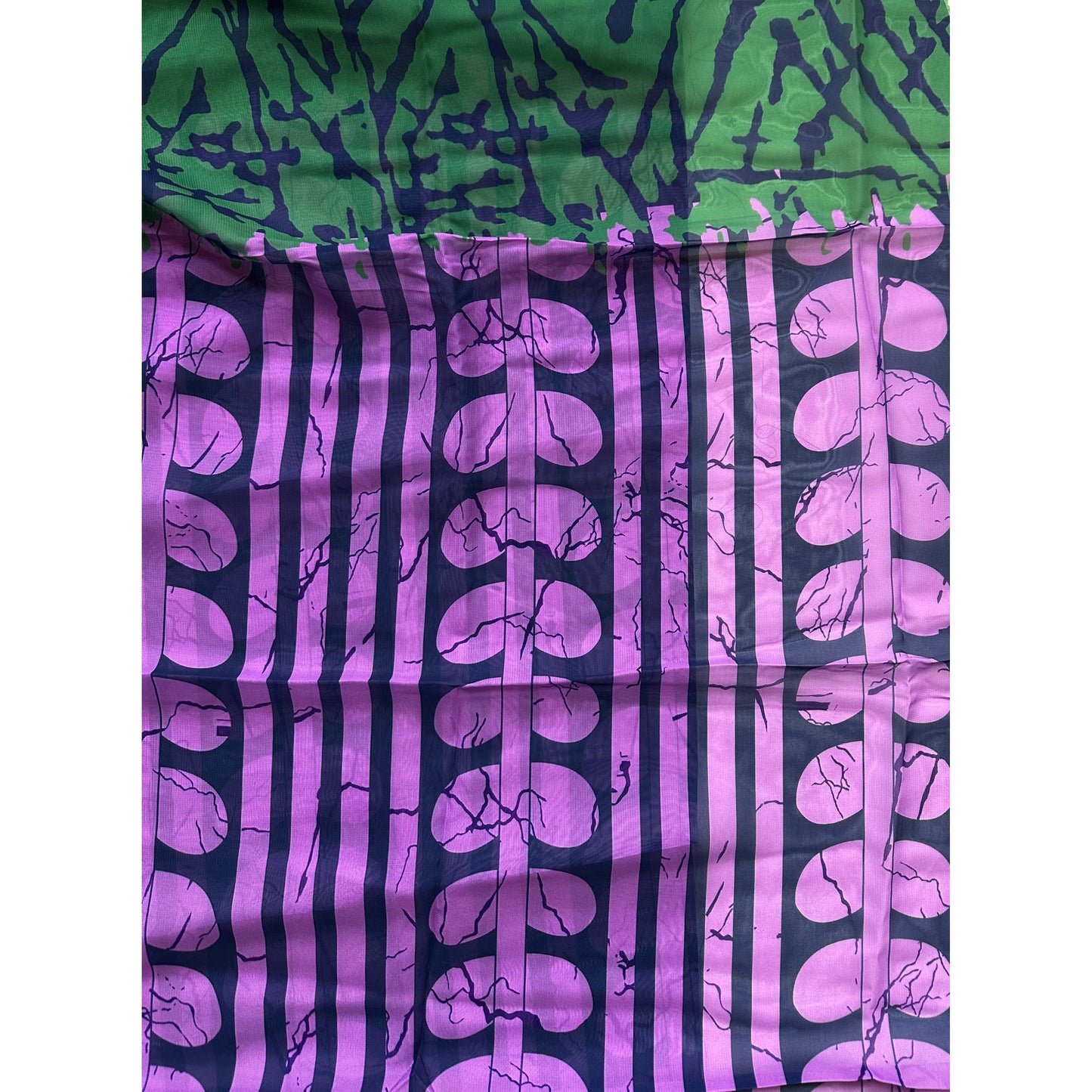 African Print, Chiffon Fabric - Purple, Blue, Red, Green "Malia", ~2 Yards