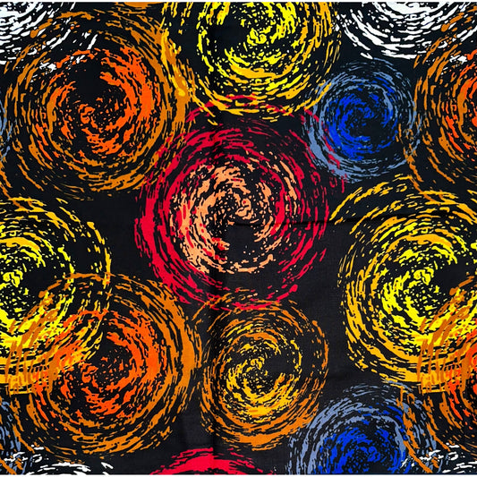 African Print Fabric/ Ankara - Red, Brown, Orange, Yellow, Blue 'Forces of Nature' Design, YARD or WHOLESALE