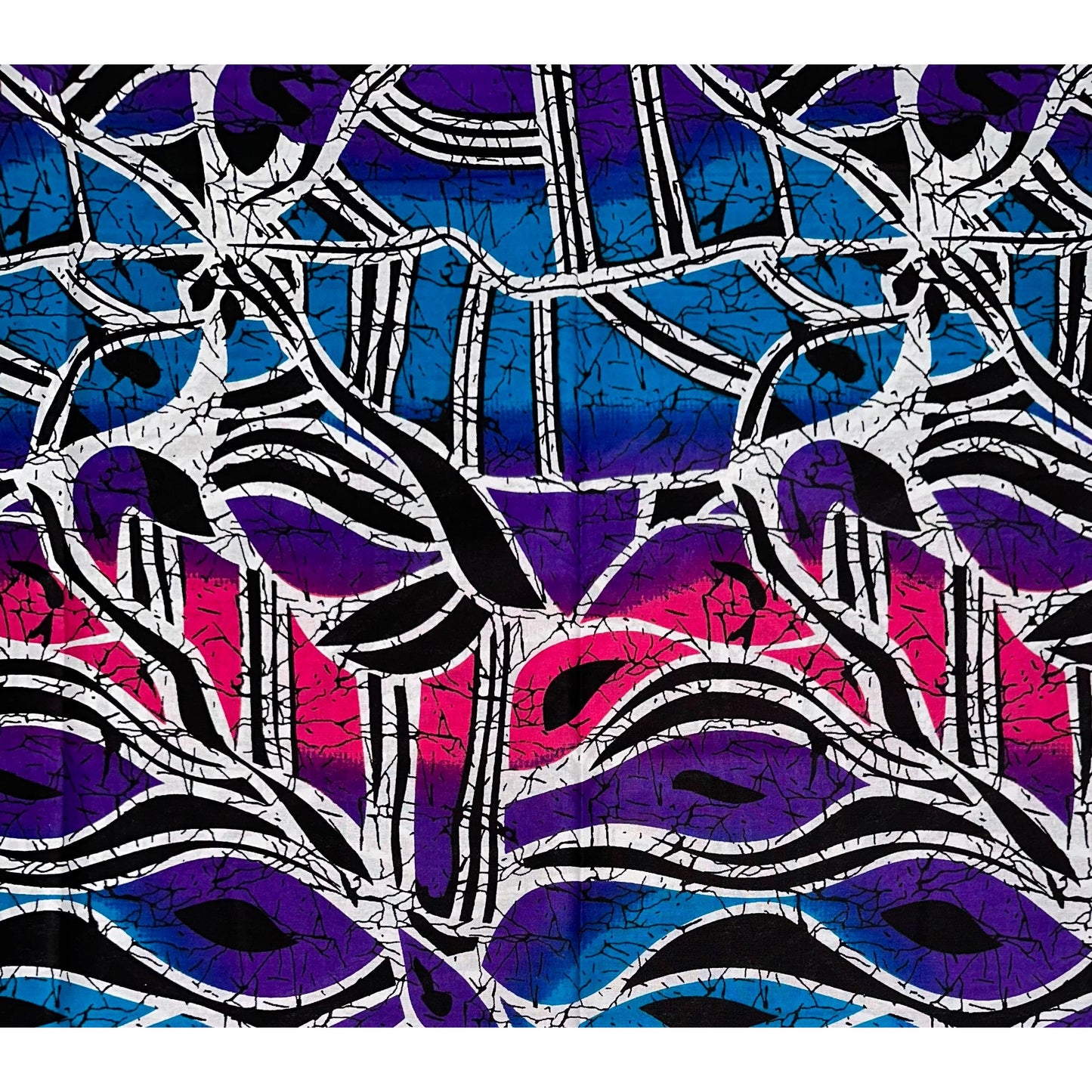 African Print Fabric/ Ankara - Blue, Purple, Pink, Black 'Baharini' YARD or WHOLESALE