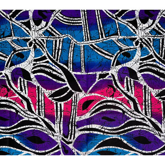 African Print Fabric/ Ankara - Blue, Purple, Pink, Black 'Baharini' YARD or WHOLESALE