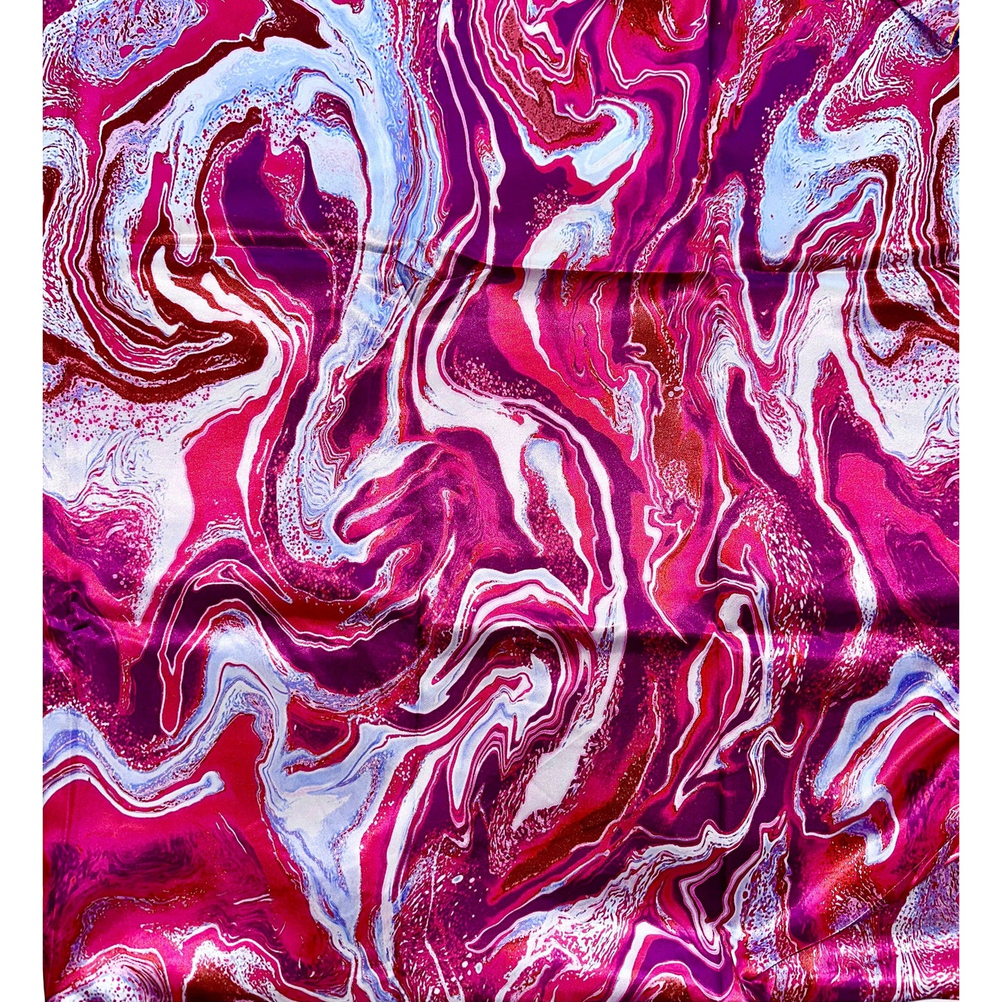 African Print, Satin Fabric - Purple, Dark Red, Pink, Blue "Wasi Whirl", Yard or Wholesale