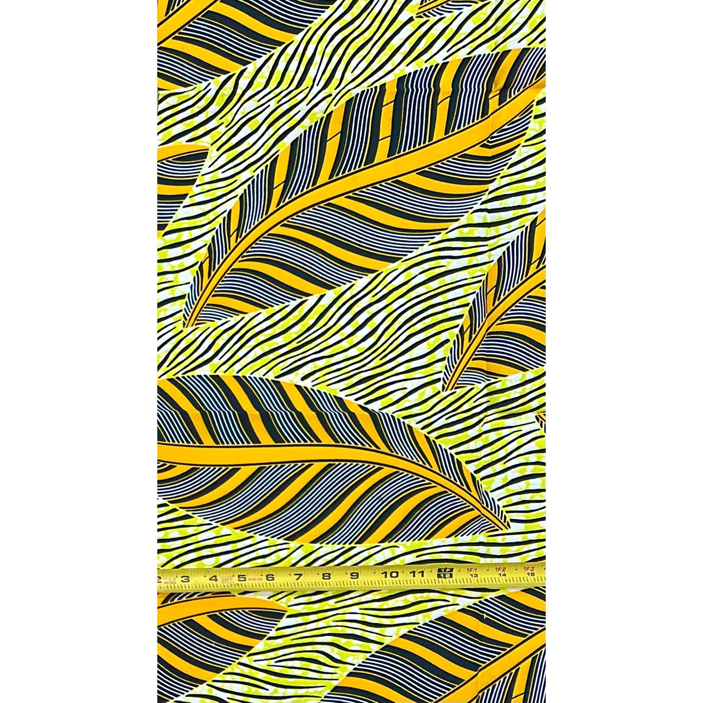 African Print Fabric/ Ankara - Yellow, Chartreuse, Black 'Strength Bends Not Breaks,' YARD