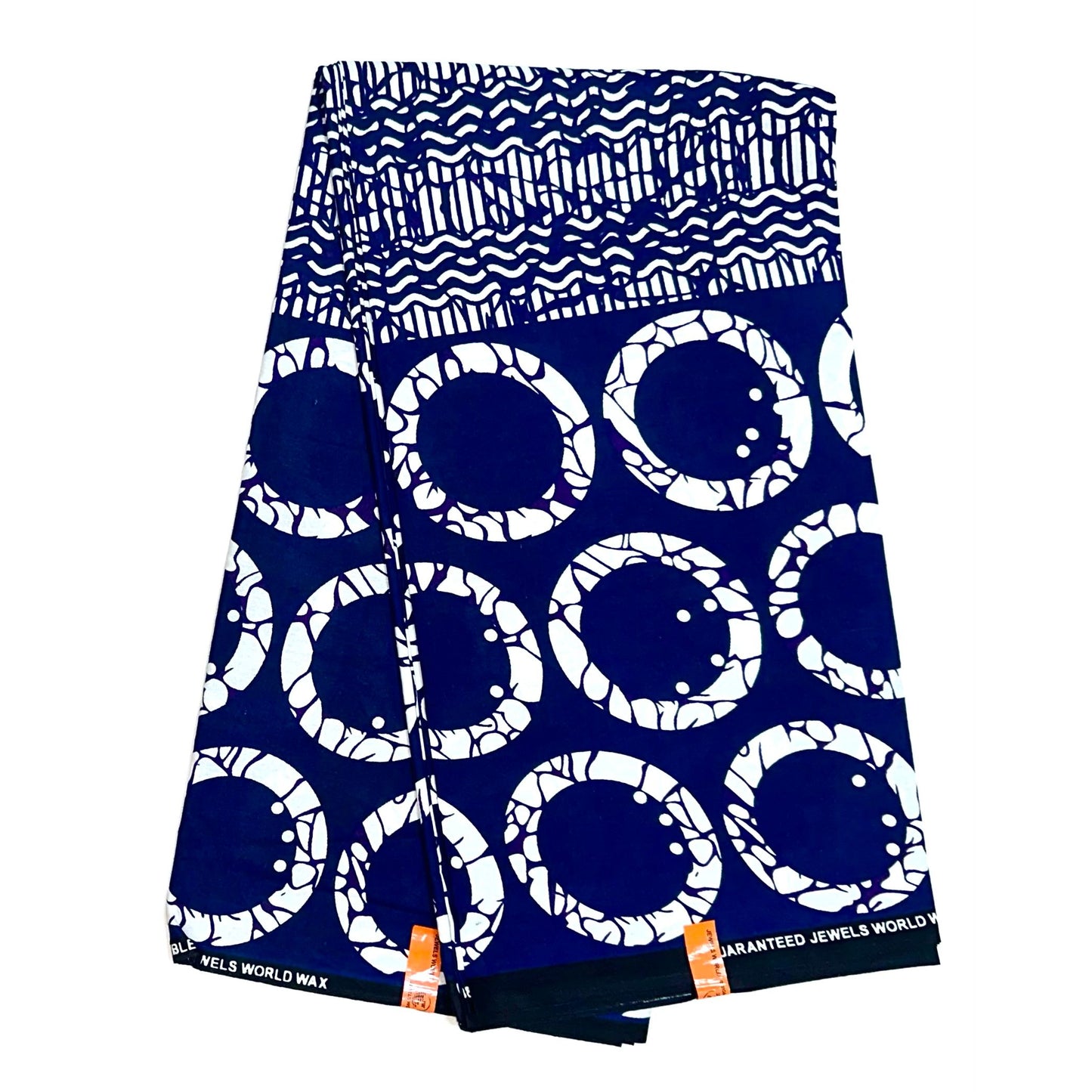 African Print Fabric/ Ankara - Navy, Purple, White 'Rings of Odogwu' Design, YARD or WHOLESALE