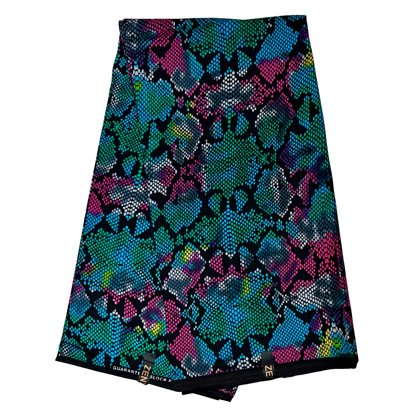 African Print Fabric/ Ankara - Blue, Green, Purple 'Electric Python' Design, Yard or Wholesale