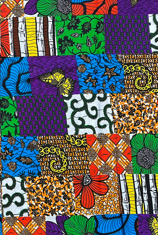 African Print Fabric/Ankara - Purple, Green, Orange, Blue, Yellow, Brown ‘Bukky Charmed' Design, YARD or WHOLESALE