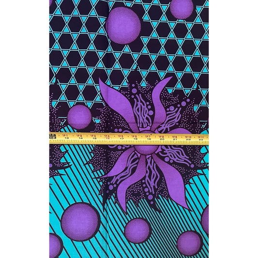African Print Fabric/ Ankara - Purple, Turquoise, Brown 'Protect Your Peace,’ 1 YARD