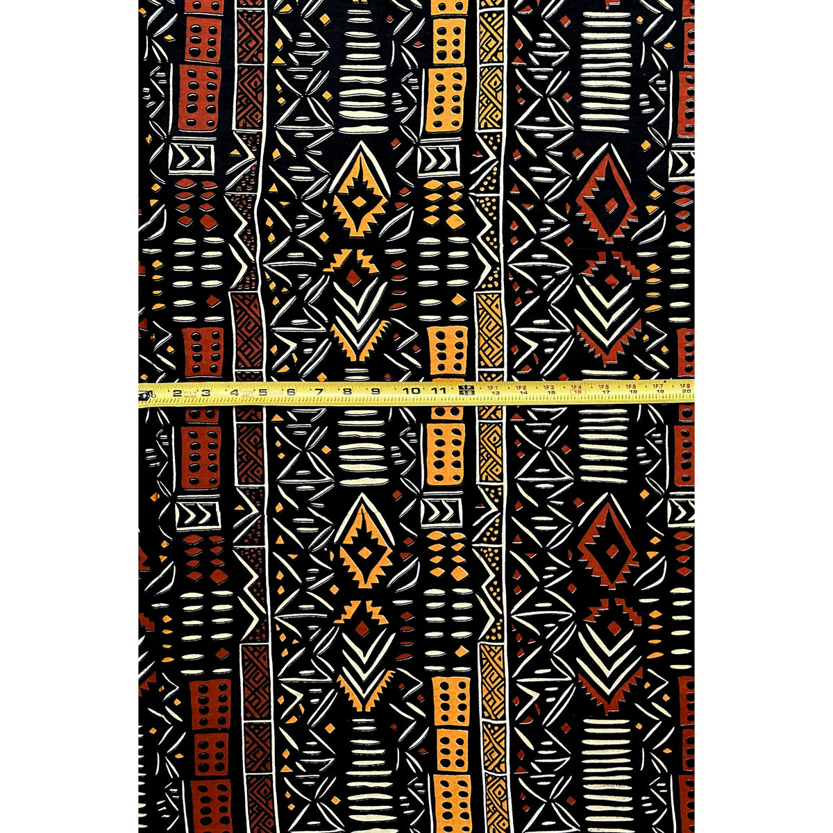 African Print Fabric/ Ankara - Black, Brown, Beige, Marigold "The Knowing", YARD or WHOLESALE