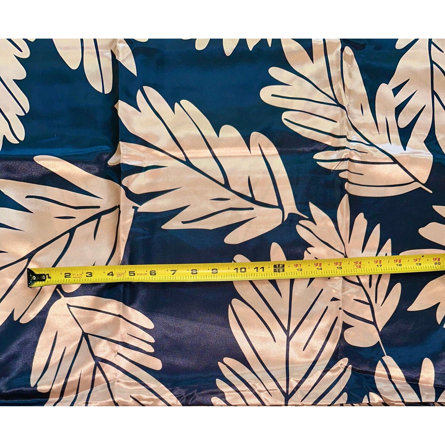 African Print, Satin Fabric- Light Brown/ Gold, Black "Leaves of Darien", Per Yard or Wholesale
